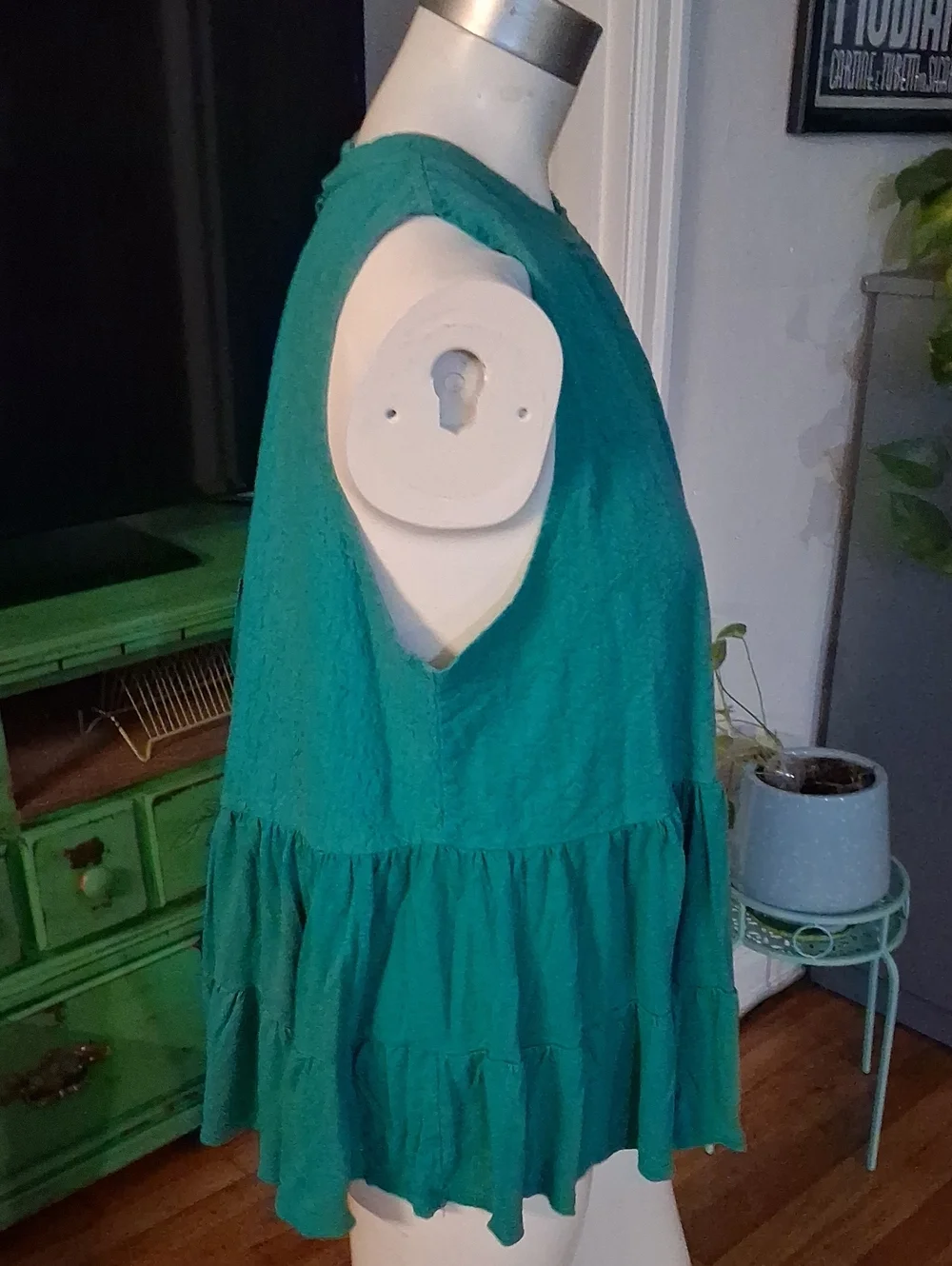 Free People Green Sleeveless Tunic with Open Back
